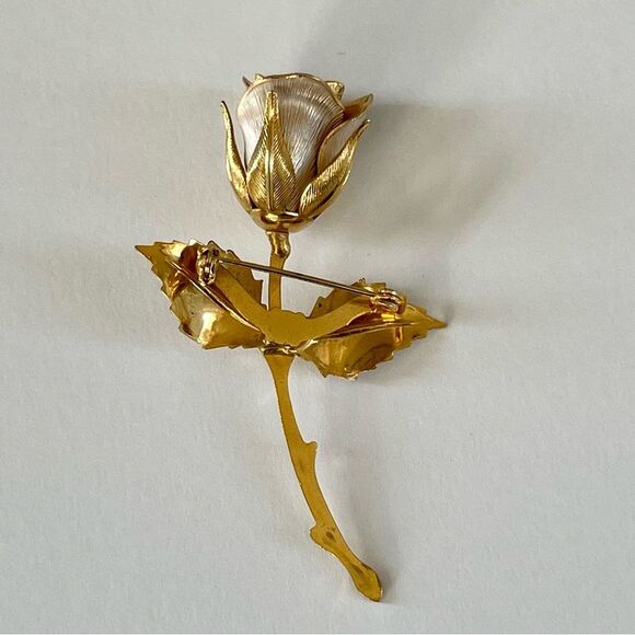 Vintage Two Tone Silver Gold Tone Rose Brooch - Picture 5 of 12
